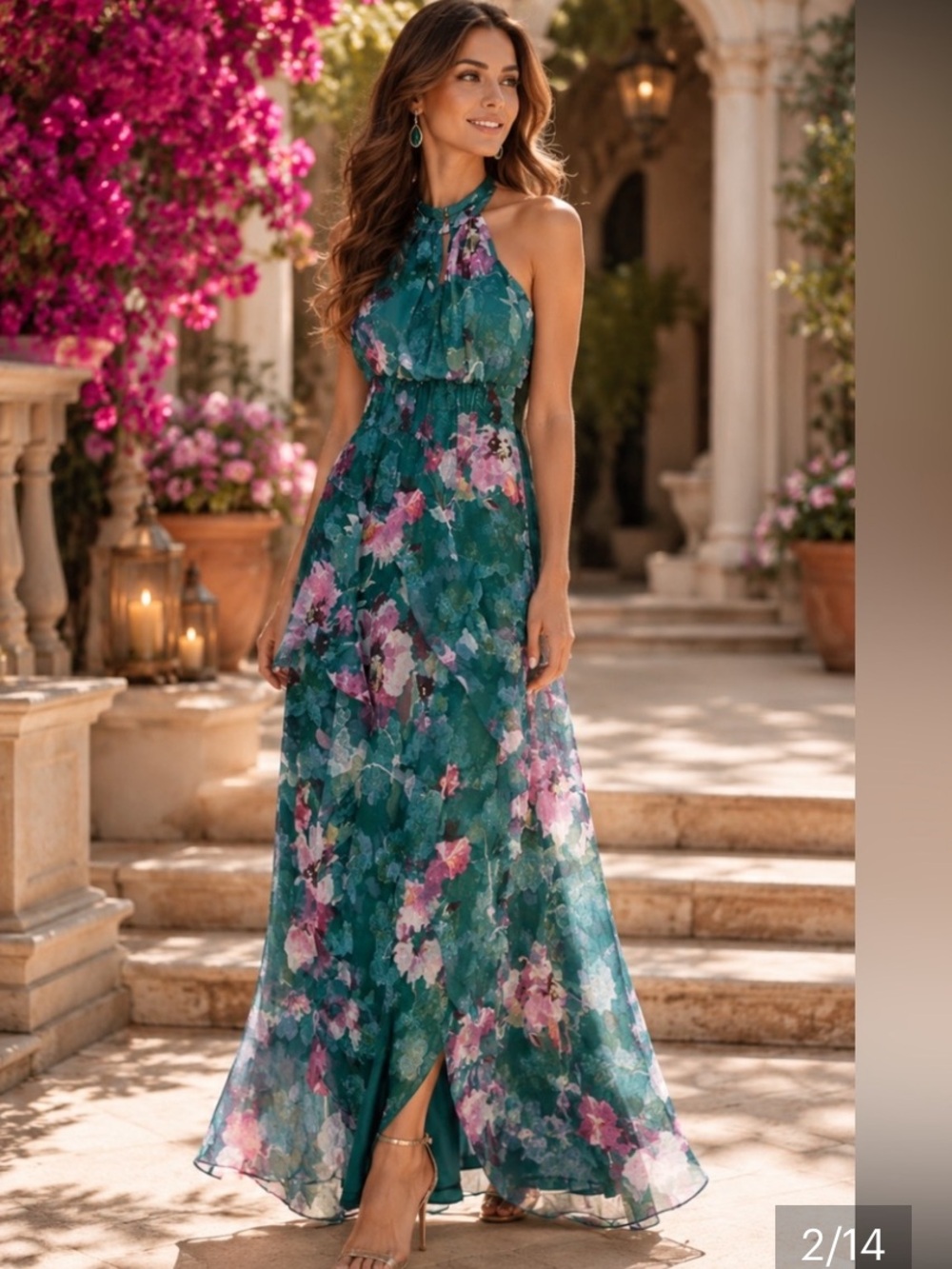 New Adrianna Papell Teal Floral Dress size 10 - Picture 2 of 16